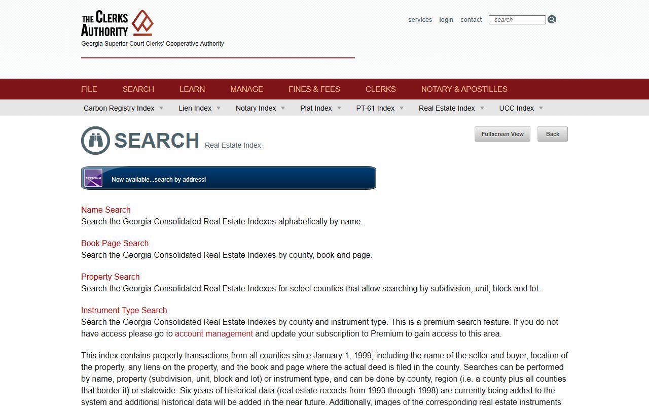 Warren County Clerk of Superior Court records GSCCCA real estate and lien search