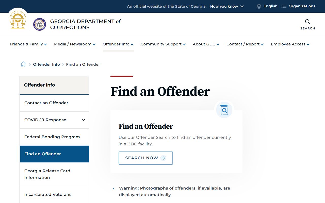 Warren County arrest records and GDC offender search limits