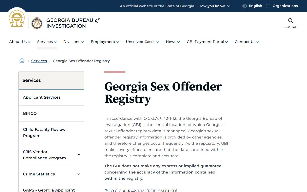Warren County criminal court records and GBI sex offender registry access