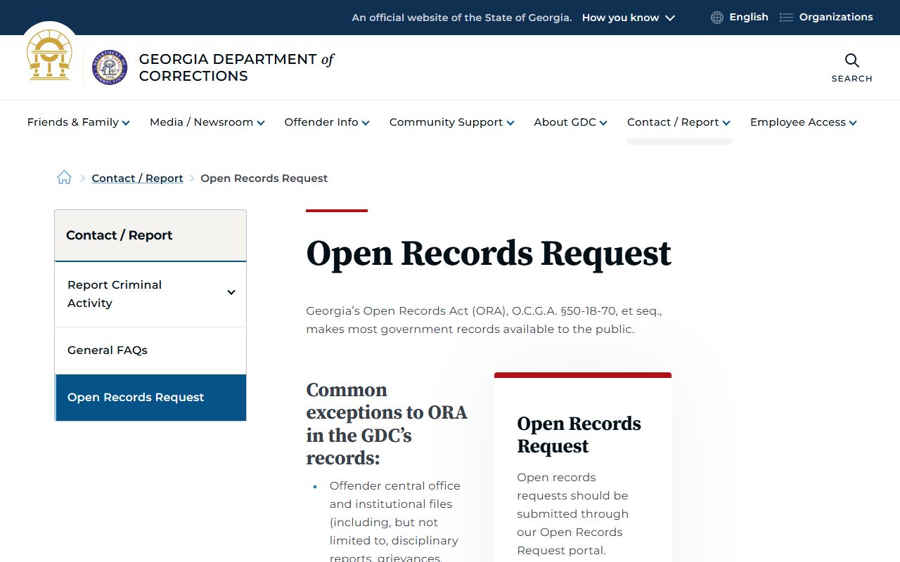Warren County criminal court records and GDC open records request access