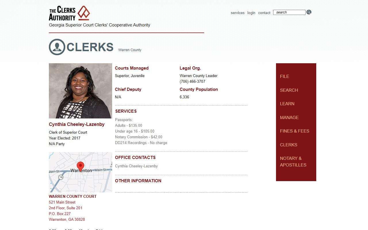 Warren County court records GSCCCA clerk profile