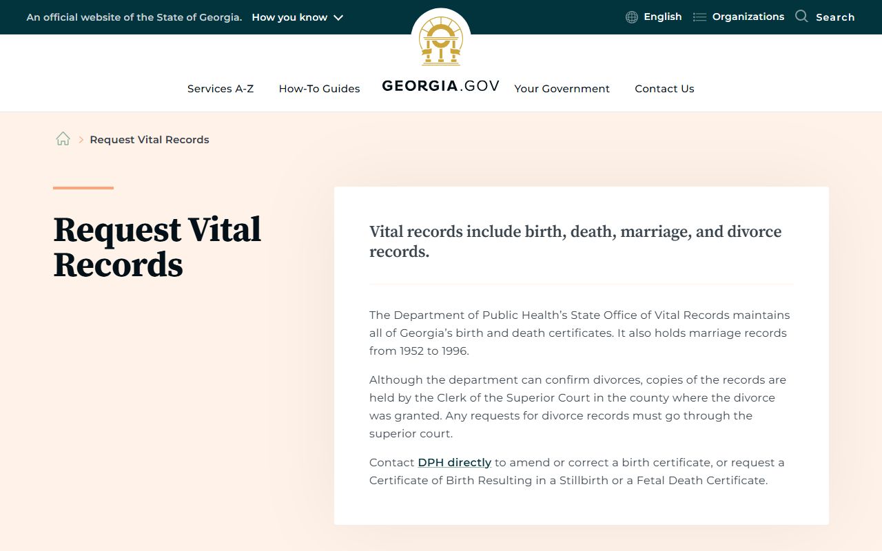 Warren County marriage records Georgia vital record request guide
