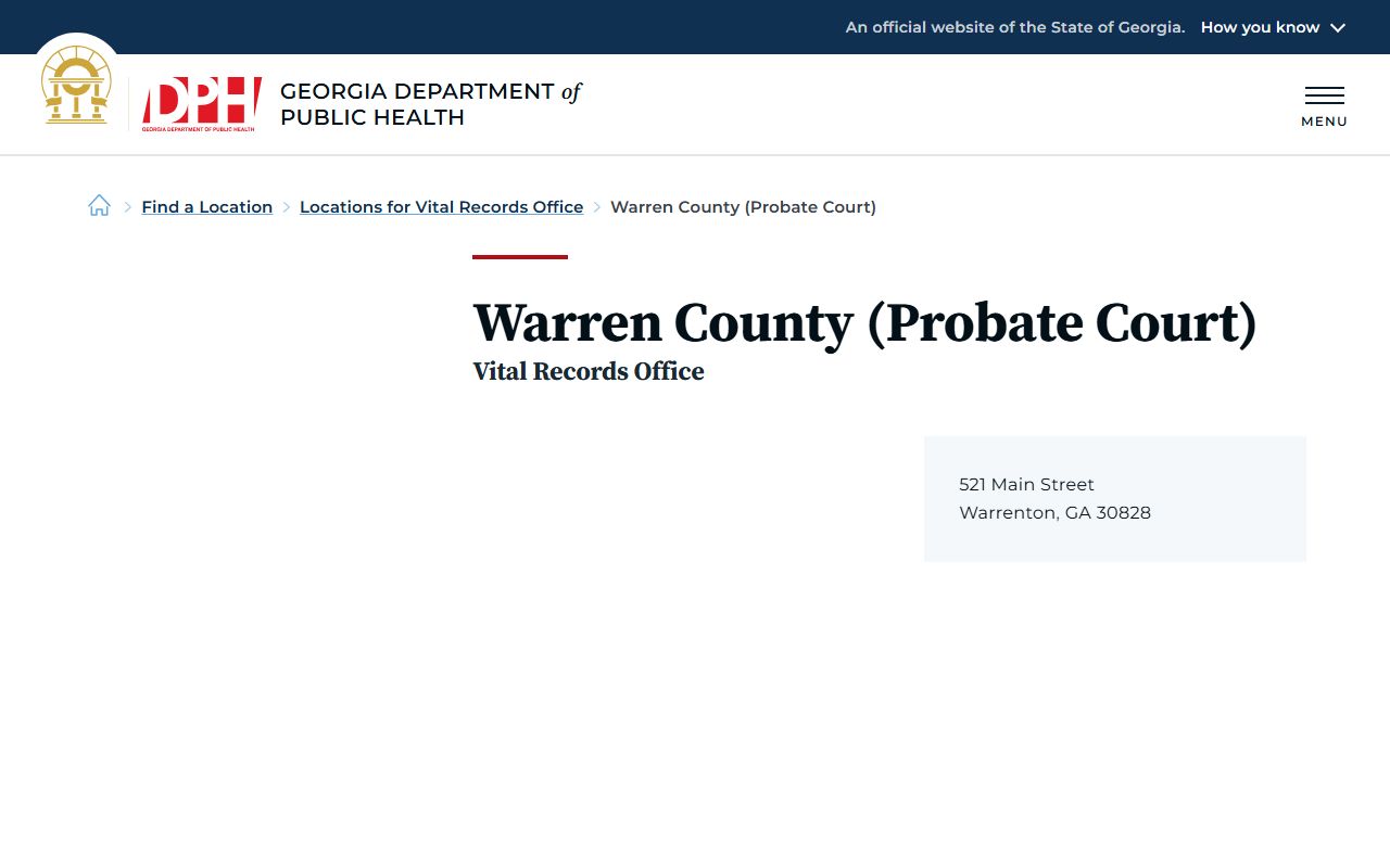 Warren County probate records DPH Probate Court vital record office listing