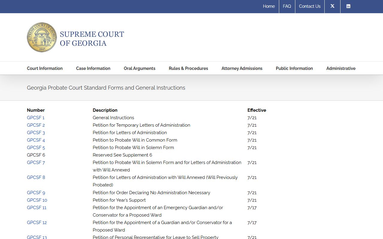 Warren County probate records Georgia probate standard forms source