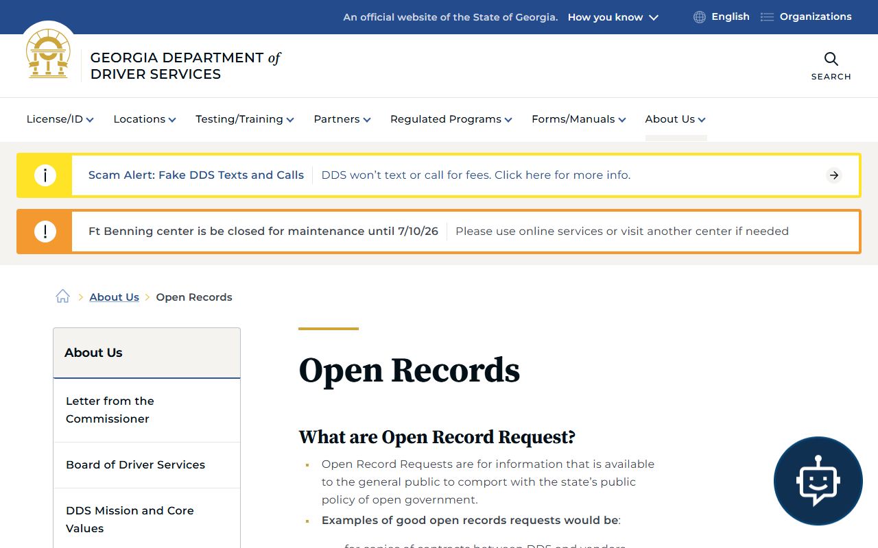 Warren County traffic court records Georgia DDS open records route