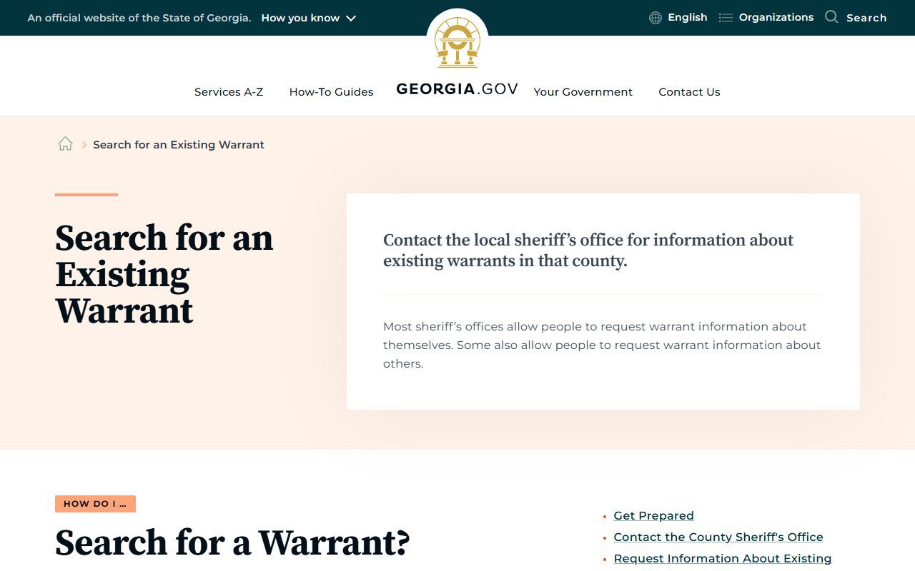 Warren County warrant search guidance from Georgia.gov