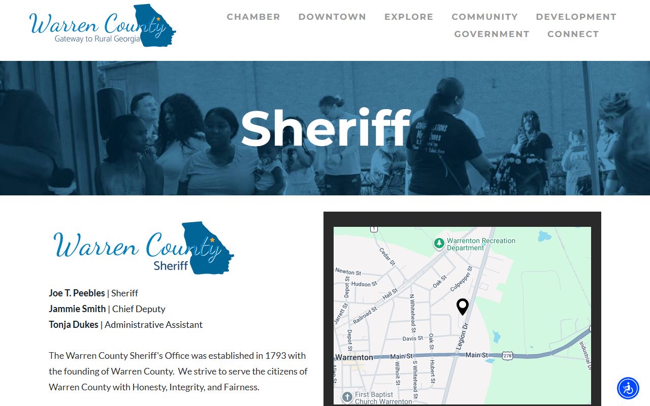 Warren County warrant records and Sheriff's Office contact source