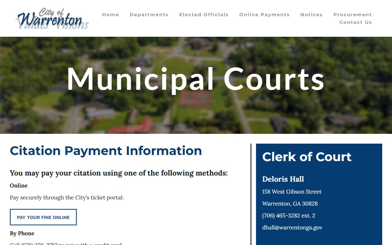 Warren County warrant search and Warrenton Municipal Court source